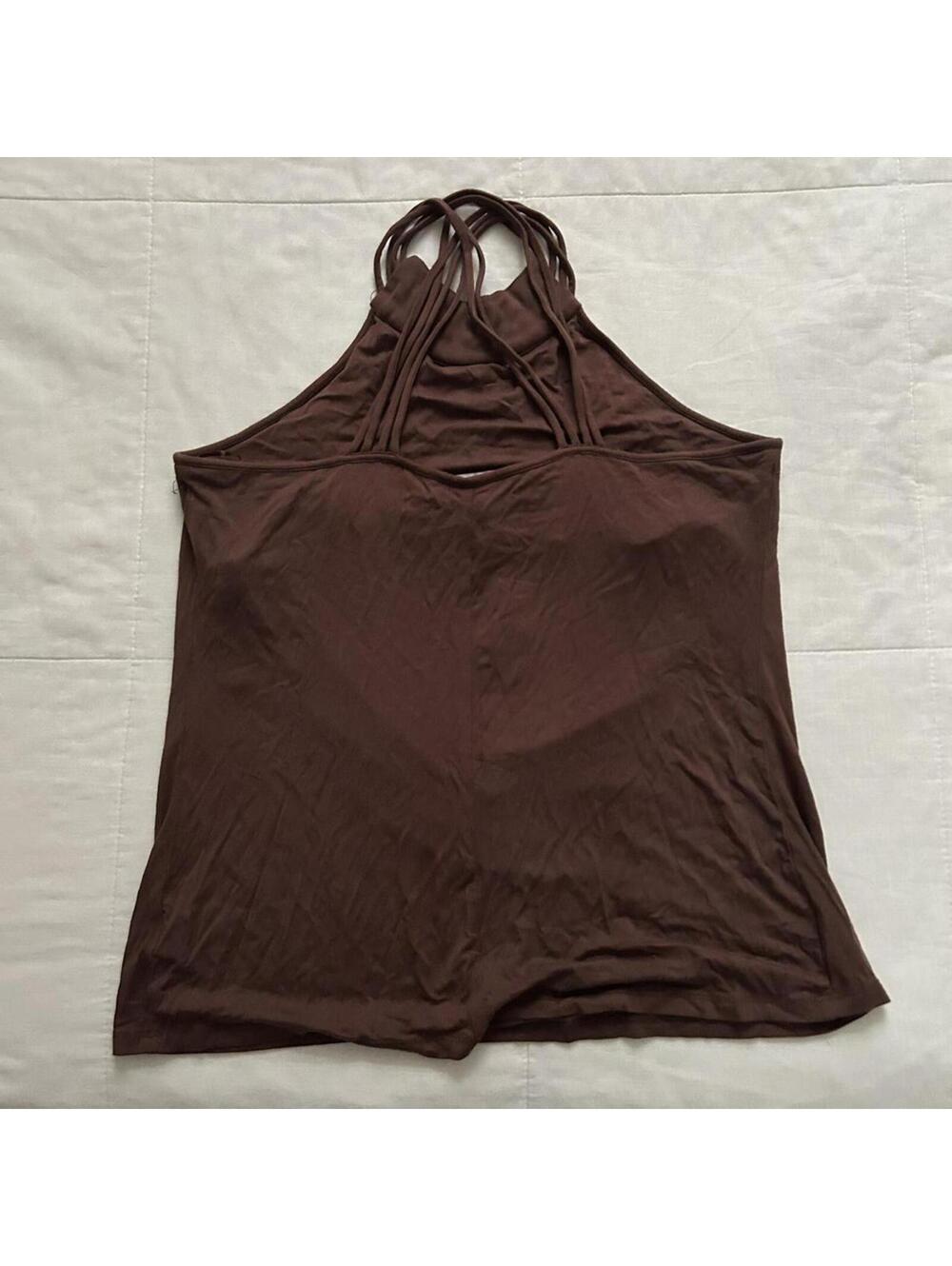 Michael Kors Brown Beaded Halter Top Shelf Bra Size L - Picture 6 of 8